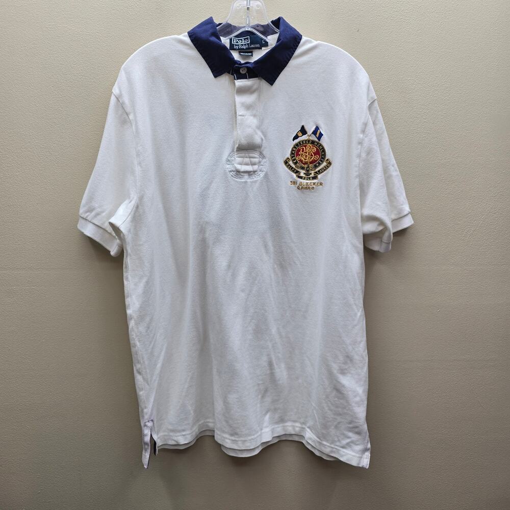 Vintage Polo Ralph Lauren Short-Sleeve Polo Shirt Logo White Size Large READ
